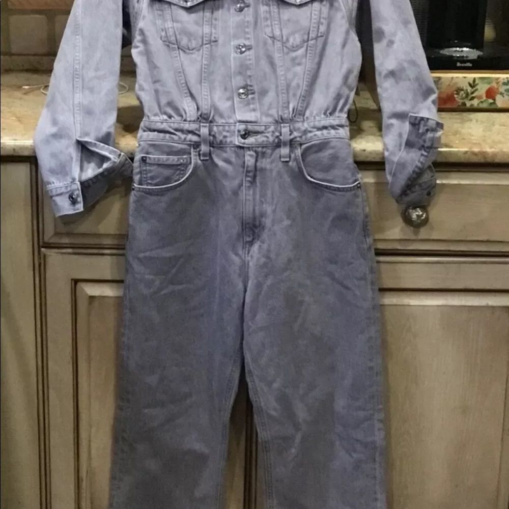Free People AGOLDE Reyna Jumpsuit Coveralls 1 Pc Lilac Ashberry Denim - Picture 4 of 7